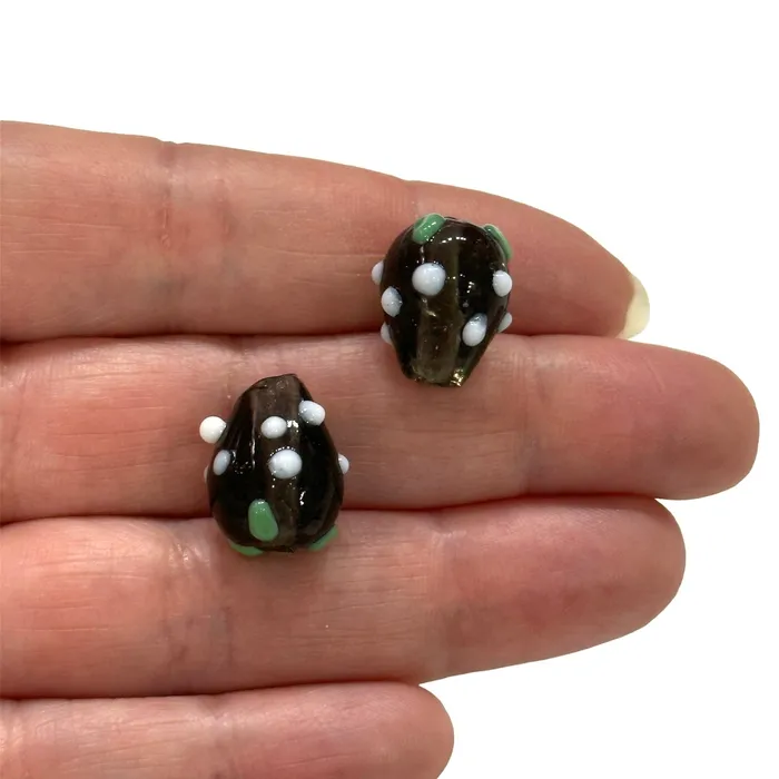 Hand Made Smoky Glass Vertical Hole FruitVine Beads 2 Pcs in a pack Peppy Beads Earrings