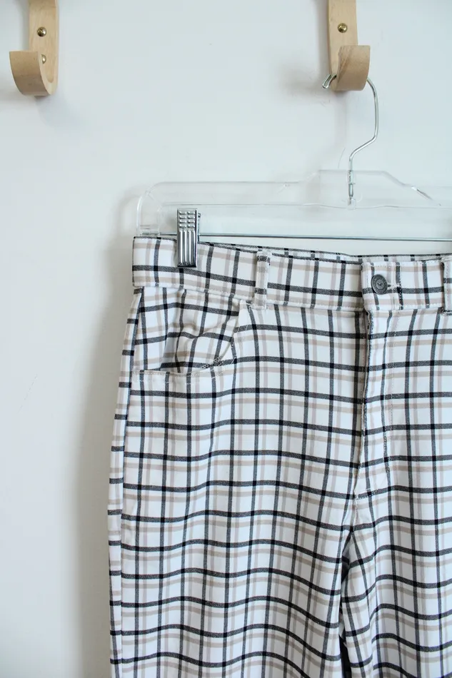 Hollister Hollister Ultra High Rise White Black Tan Plaid Pants S Rings