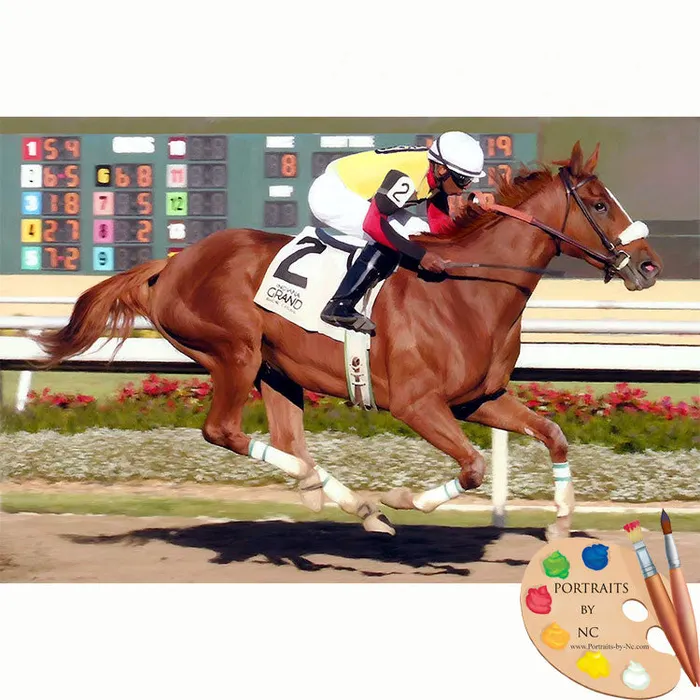 Horse Portraits Racehorse Portrait Equine Painting Portraits by NC Earrings