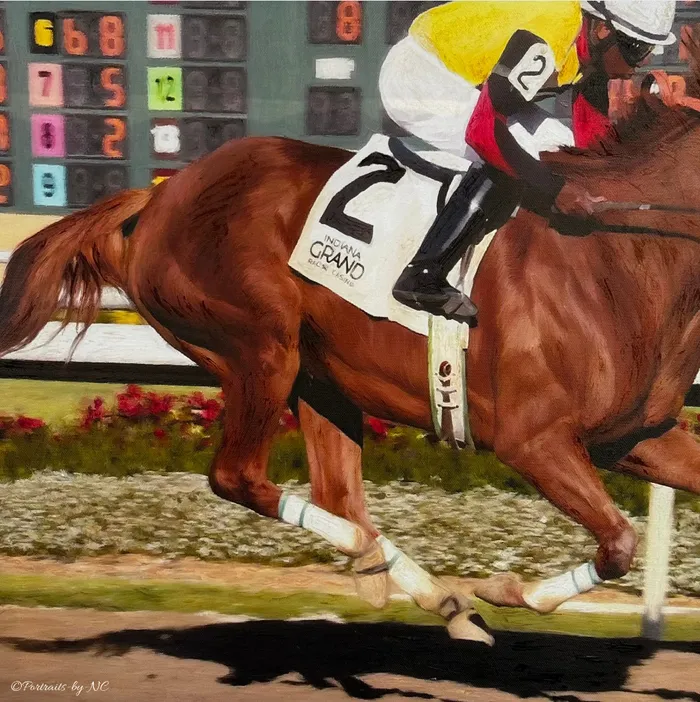 Horse Portraits Racehorse Portrait Equine Painting Portraits by NC Earrings