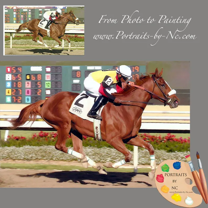 Horse Portraits Racehorse Portrait Equine Painting Portraits by NC Earrings