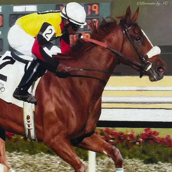 Horse Portraits Racehorse Portrait Equine Painting Portraits by NC Earrings