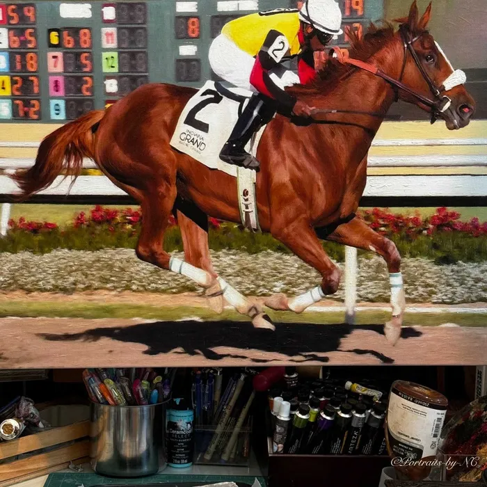 Horse Portraits Racehorse Portrait Equine Painting Portraits by NC Earrings