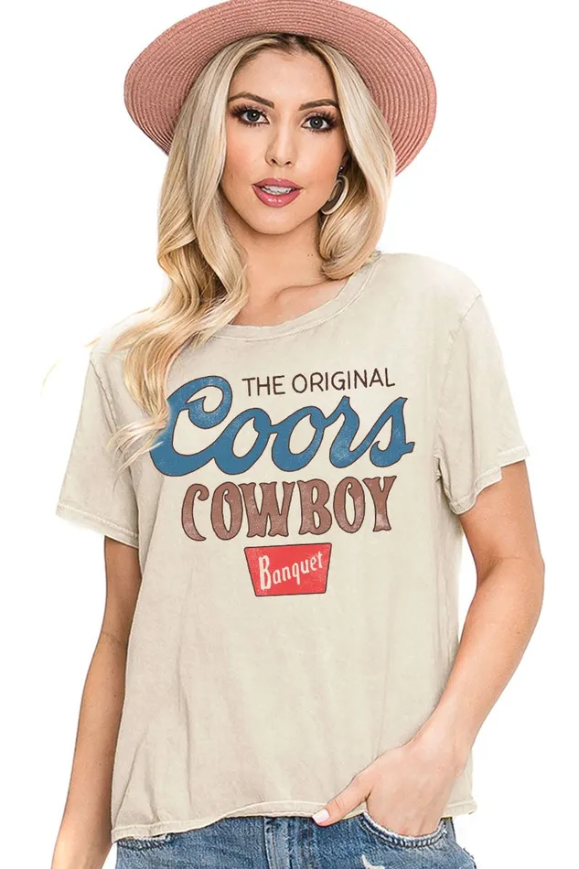 HRT LUV Earrings COORS COWBOY MINERAL GRAPHIC TOP OATMEAL