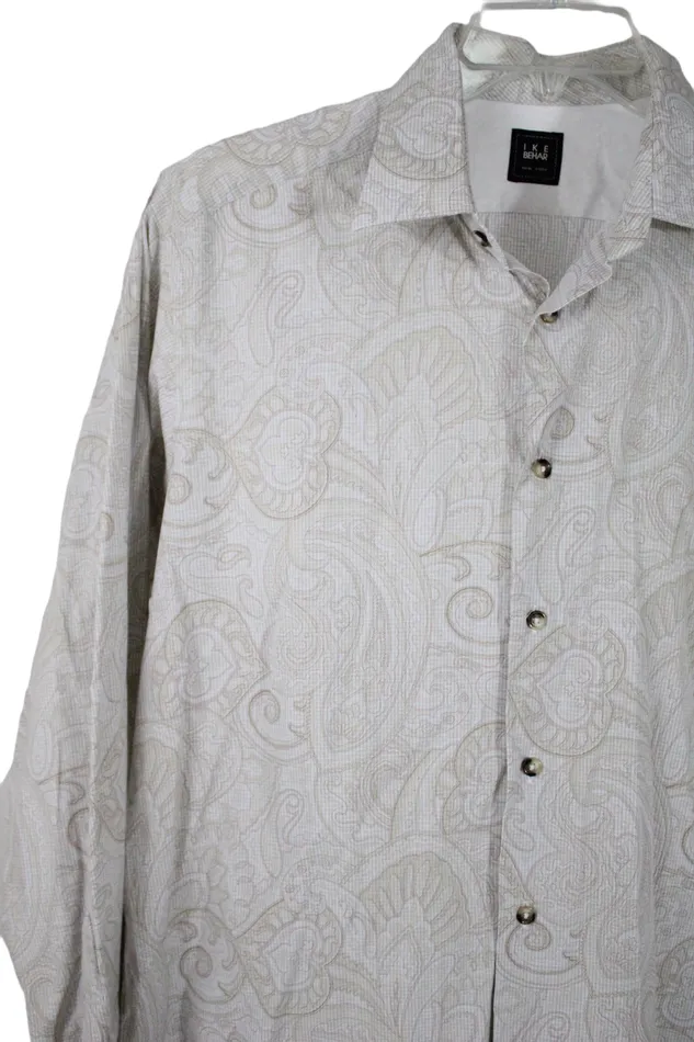 Ike Behar Neutral Paisley Dress Shirt L Ike Behar Earrings