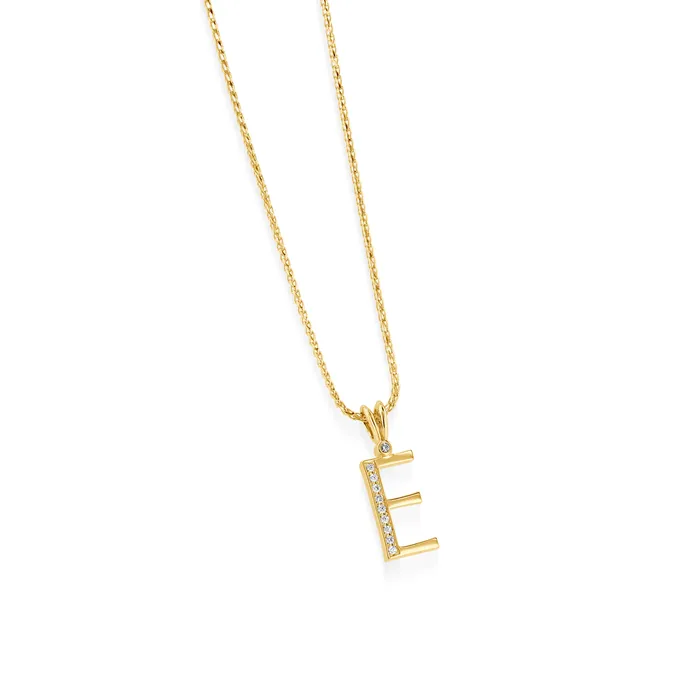 Initial E Diamond Medallion Pendant John Atencio Necklaces