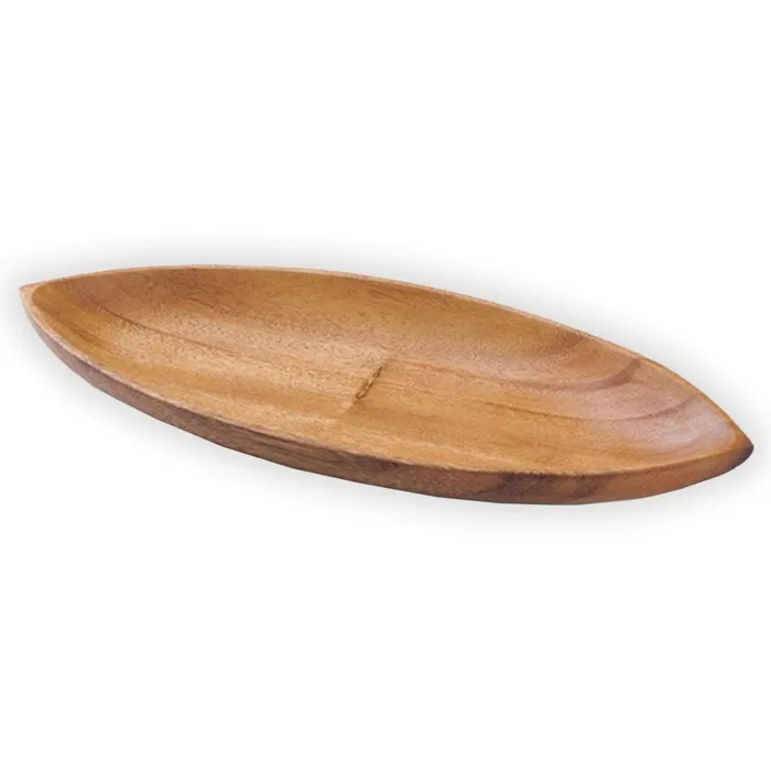 ISLANDERGRP Earrings Acacia Wood CanoeShaped Serving Dish