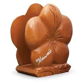 ISLANDERGRP Earrings Carved Hibiscus Wood Napkin Holder