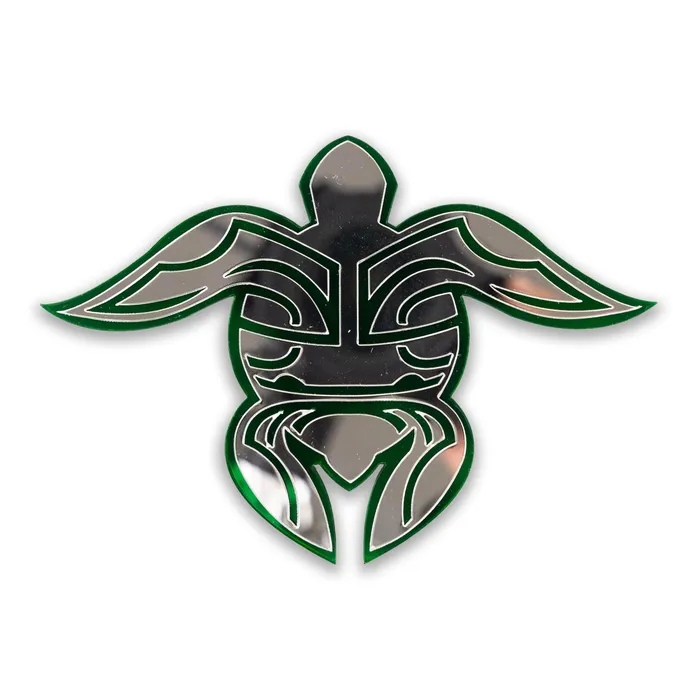 ISLANDSILVER Rings Island Silver Tiki Honu 3D Car Decal Silver Green