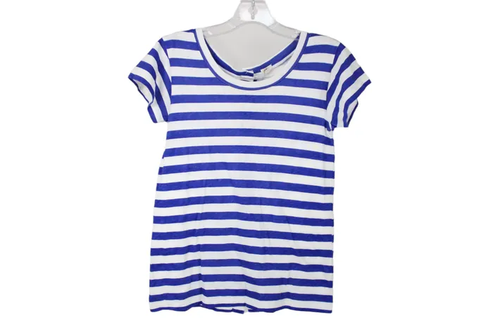 JCrew JCrew Blue Striped Cotton Tee XXS Rings