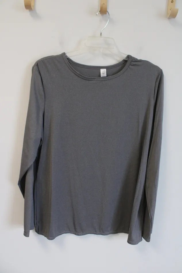 Jaclyn Smith Gray Scoopneck Polyester Long Sleeved Shirt 1X Jaclyn Smith Earrings