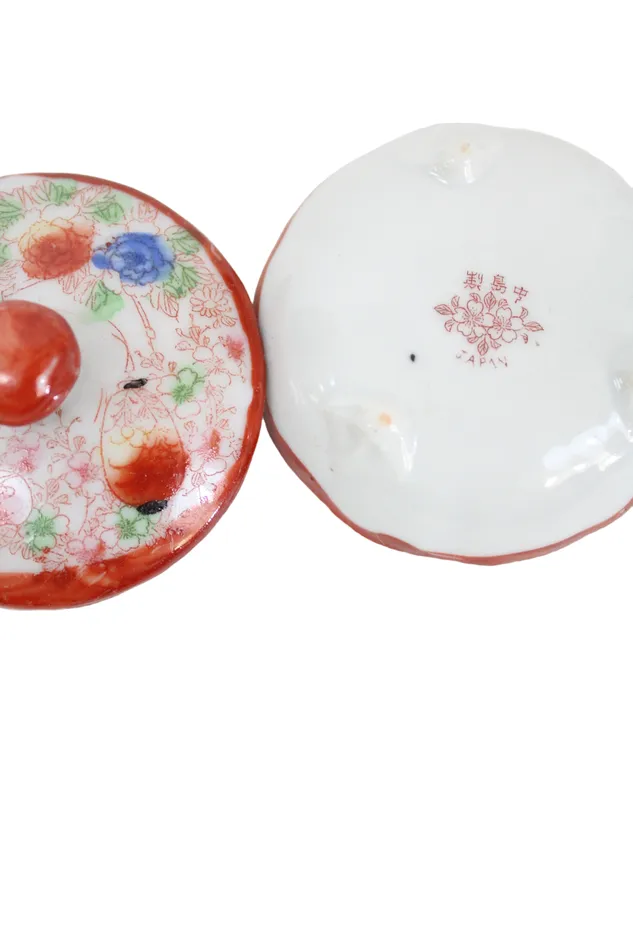 Japanese Hand Painted Salt Dish Jubilee Thrift Earrings