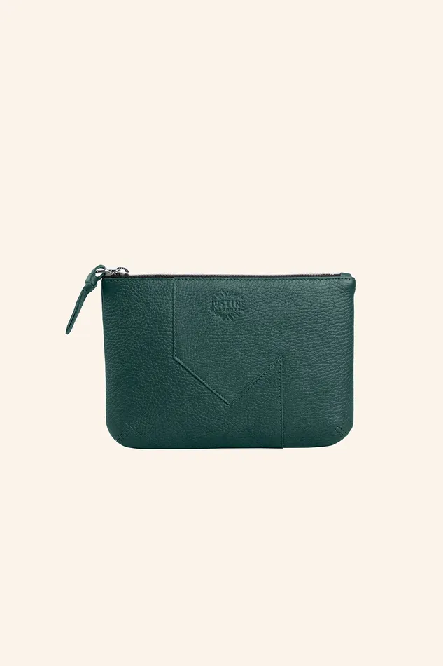 JL pouch leather Teal green justineleconte1 Earrings