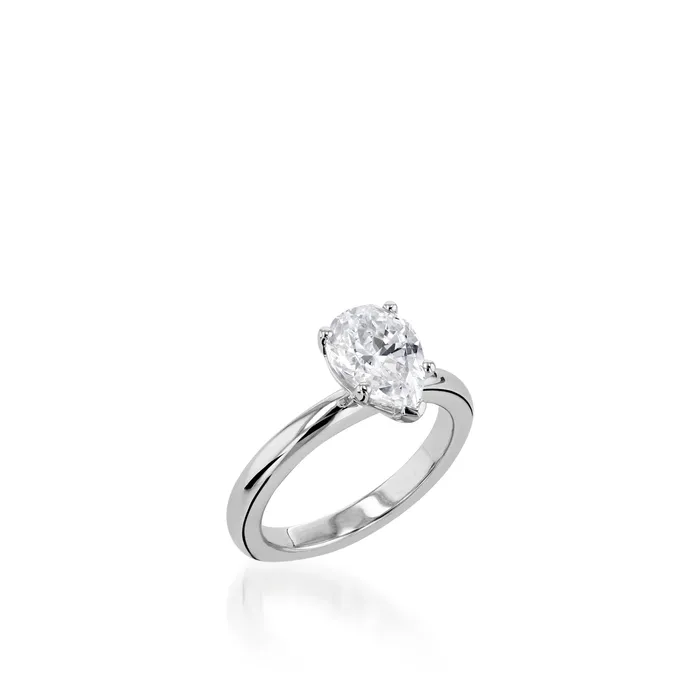 John Atencio Essence Solitaire Pear White Gold Engagement Ring Rings