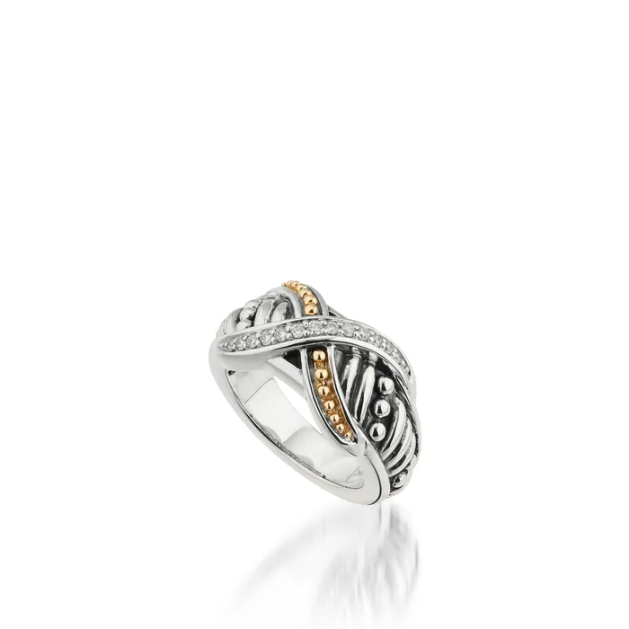 John Atencio Rings Apollo Curve Ring with Pave Diamonds