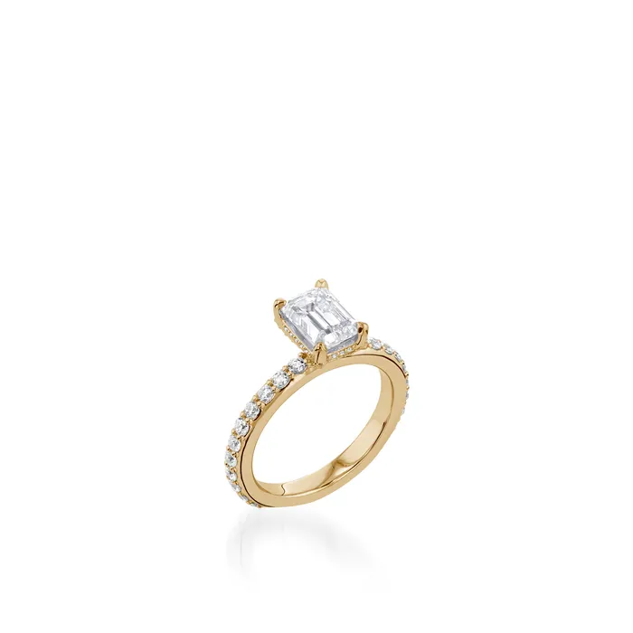 John Atencio Rings Duchess Emerald Cut Yellow Gold Engagement Ring