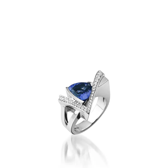 John Atencio Rings Pinnacle Gemstone Ring with Pave Diamonds