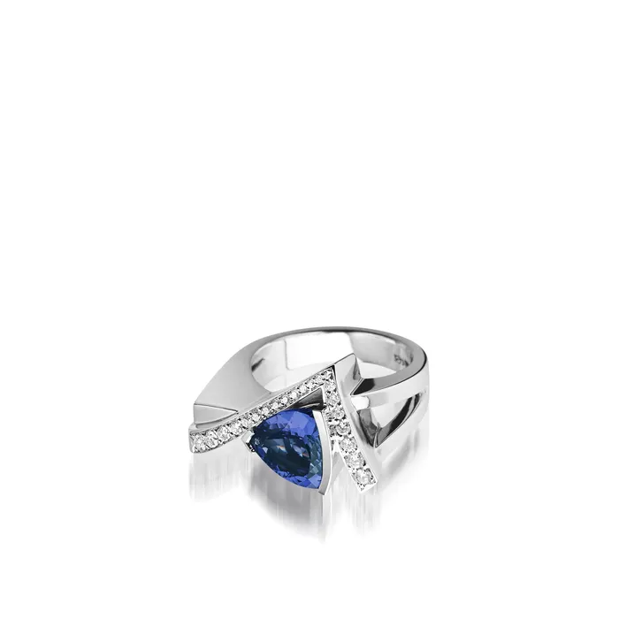 John Atencio Rings Pinnacle Gemstone Ring with Pave Diamonds