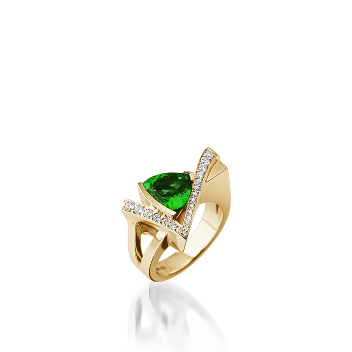 John Atencio Rings Pinnacle Gemstone Ring with Pave Diamonds