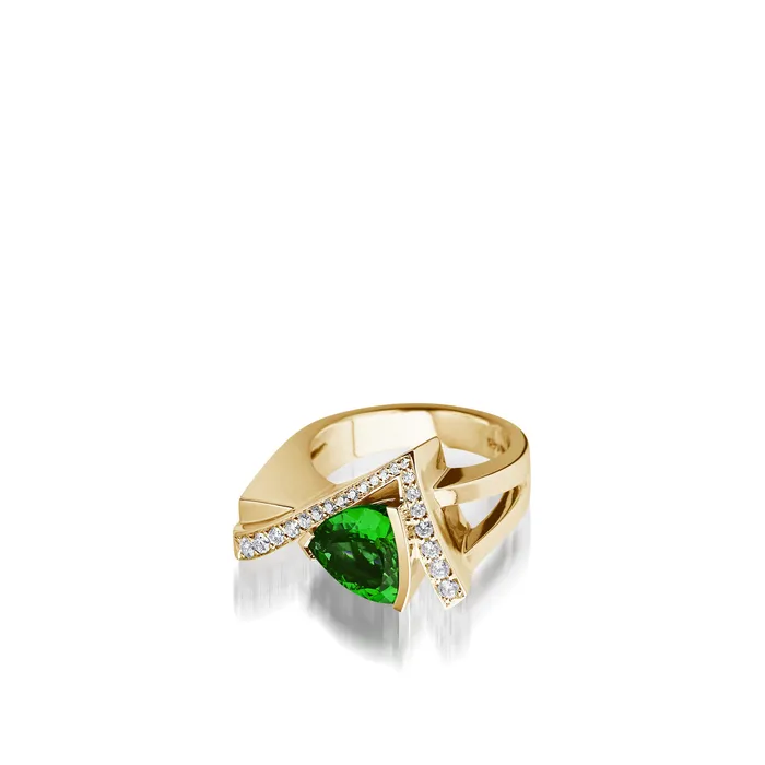 John Atencio Rings Pinnacle Gemstone Ring with Pave Diamonds