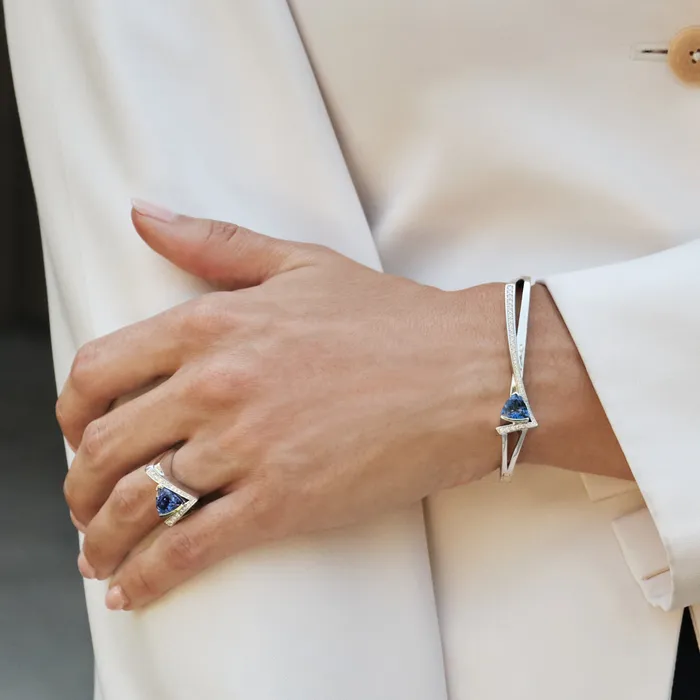 John Atencio Rings Pinnacle Gemstone Ring with Pave Diamonds