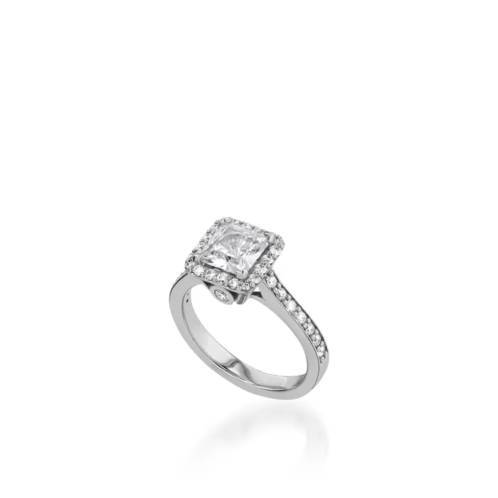 John Atencio Rings Satin Princess Cut White Gold Engagement Ring