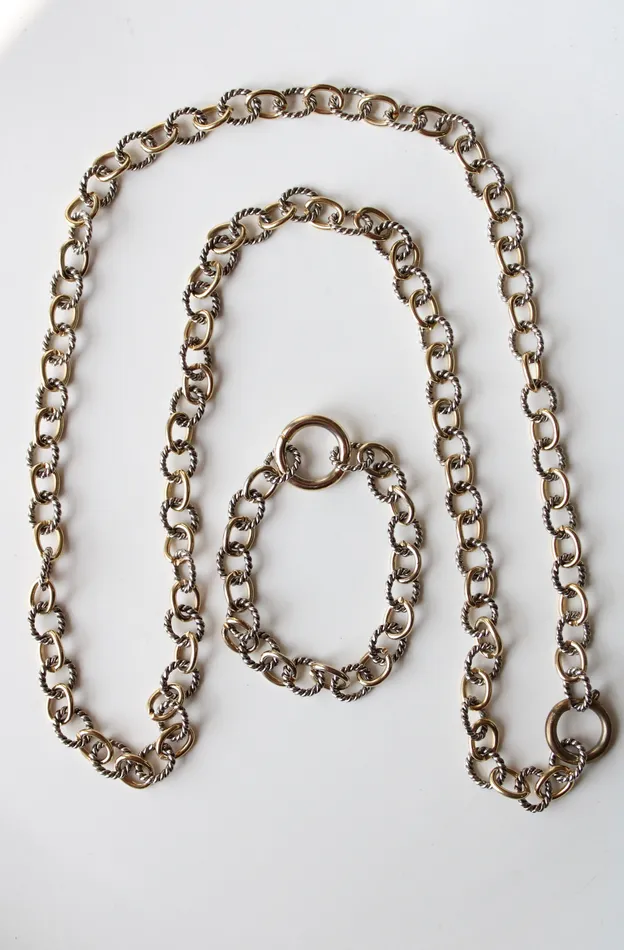 Jubilee Thrift Bracelets TwoTone Gold Silver Chain Necklace Bracelet Set