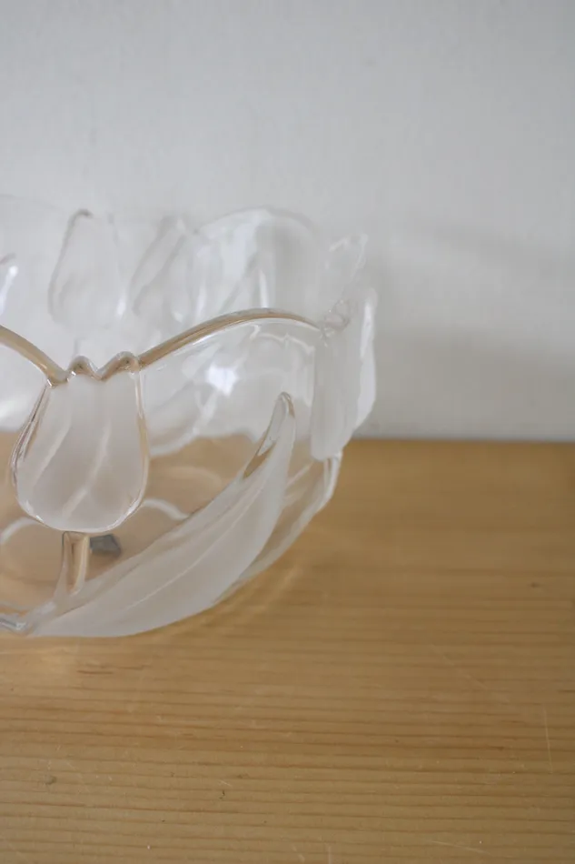 Jubilee Thrift Earrings Mikasa West Germany Vintage Clear Frosted Tulip Bowl