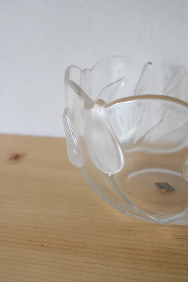 Jubilee Thrift Earrings Mikasa West Germany Vintage Clear Frosted Tulip Bowl