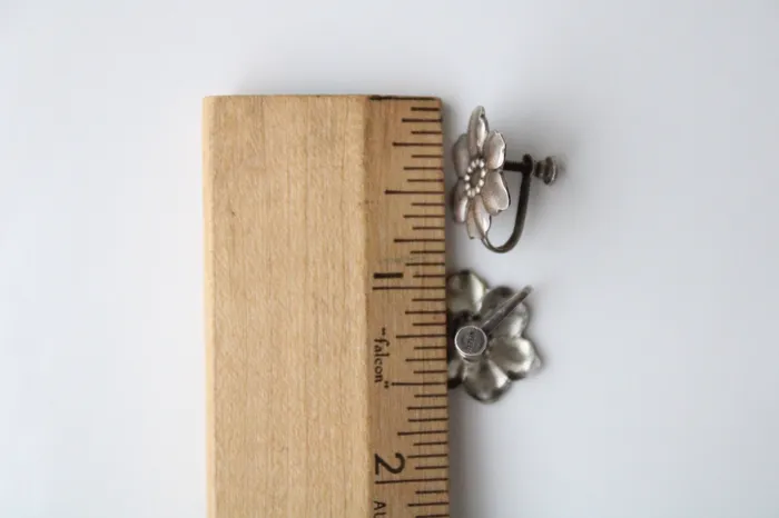 Jubilee Thrift Earrings Sterling Silver Flower Screwback Earrings