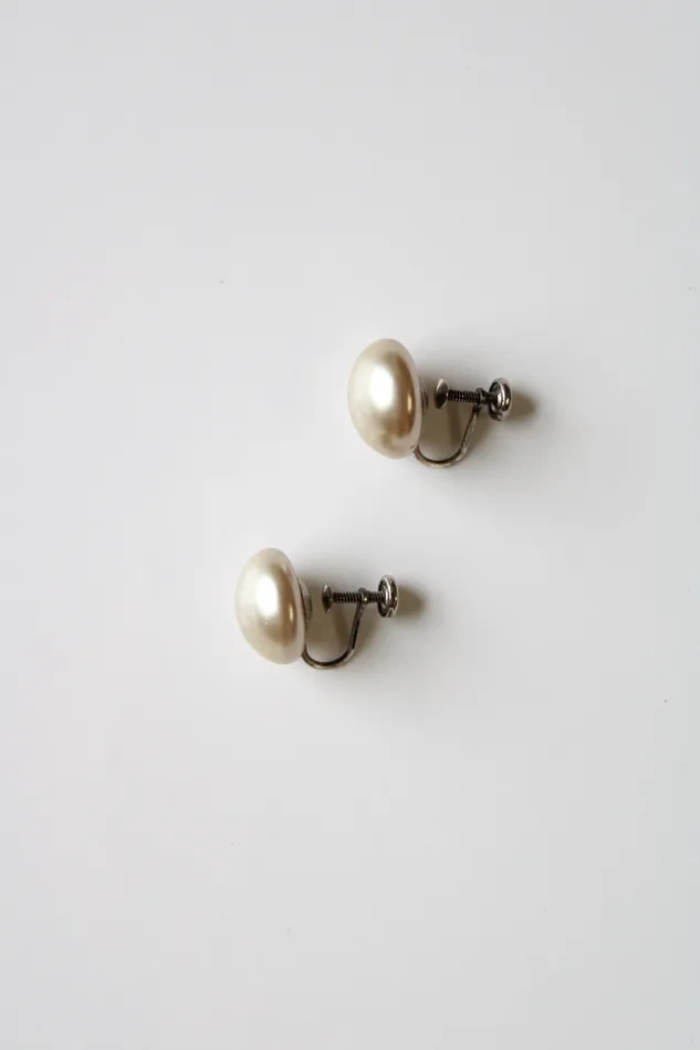 Jubilee Thrift Faux Tan Pearl Screwback Sterling Silver Earrings Earrings