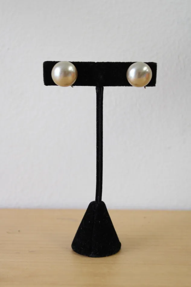 Jubilee Thrift Faux Tan Pearl Screwback Sterling Silver Earrings Earrings