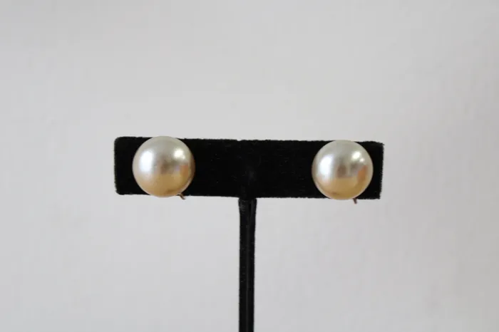 Jubilee Thrift Faux Tan Pearl Screwback Sterling Silver Earrings Earrings