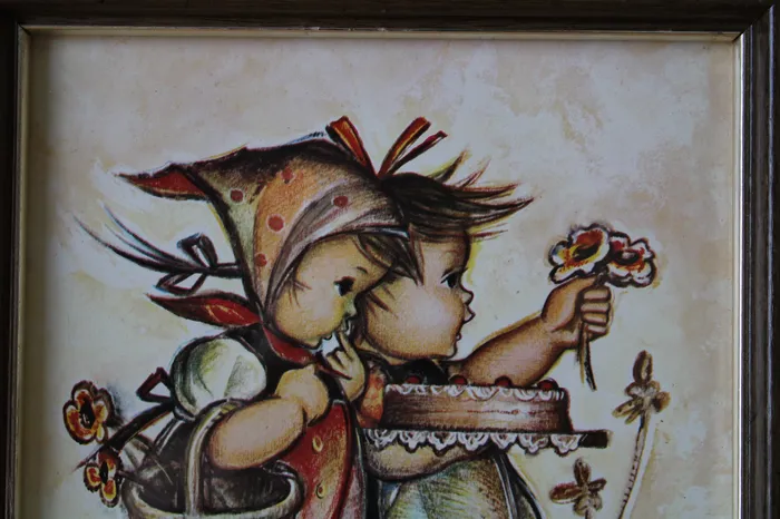 Jubilee Thrift Vintage Hummel Framed Wall Art Print German Kids By Evans 8X10 Earrings