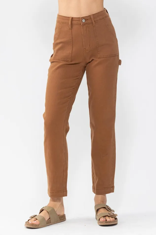 JUDY BLUE Rings JUDY BLUE HIGH WAIST BROWN UTILITY SLIM FIT JEANS BROWN