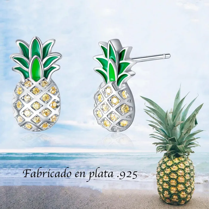 Juego de aretes y collar con dije de pia Gold Shield Earrings