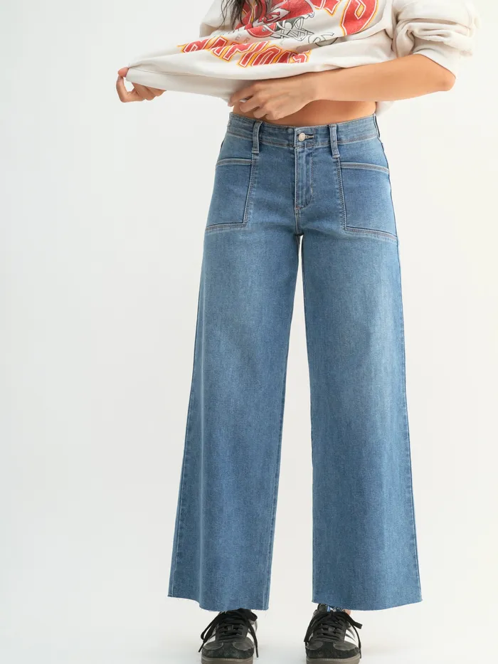 Just Panmaco Just Black Denim Utility Slim Wide Leg Denim Rings