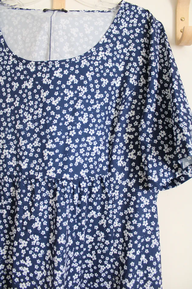 JustFashionNow Rings NEW JustFashionNow Blue Floral Dress XL
