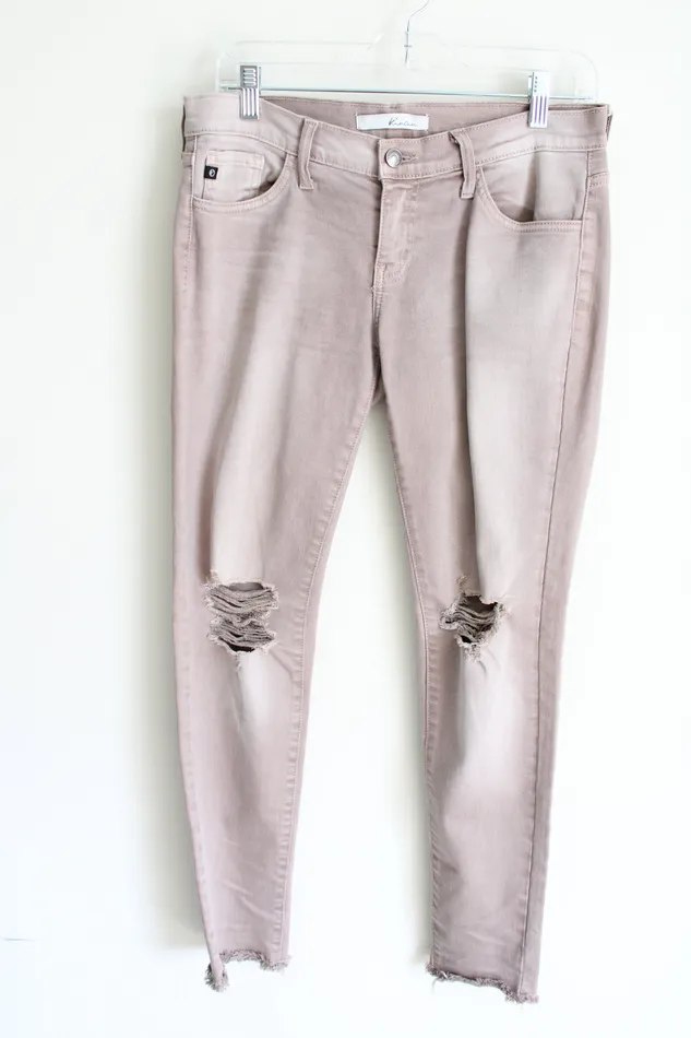 Kancan Earrings Kancan Tan Distressed Jeans 26