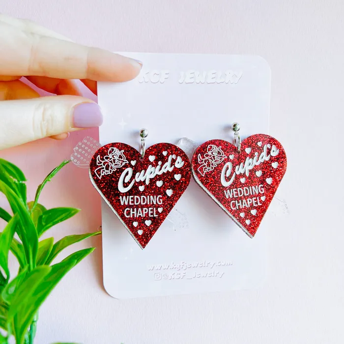KGF Jewelry Earrings Cupids Chapel Valentines Day Acrylic Earrings Keychains Pins