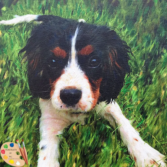 King Charles Spaniel Puppy Oil Portrait Portraits by NC Rings