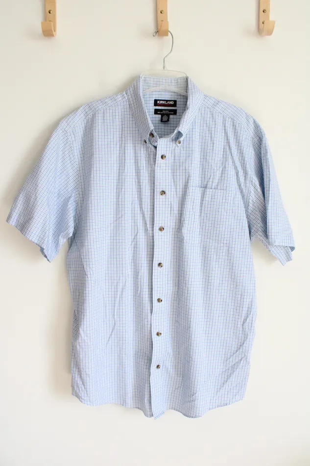 Kirkland Blue Green Plaid Short Sleeved Button Down Shirt XL Kirkland Signature Rings Kirkland Blue Green Plaid Short Sleeved Button Down Shirt XL Kirkland Signature Rings