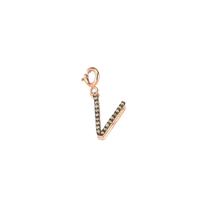 Kismet by MILKA Charm Necklaces Letter V Pav Charm