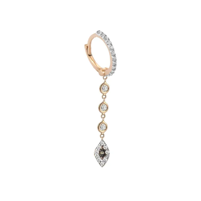 Kismet by Milka Earrings 10th Eye Triple Solitaire Chain Hoop