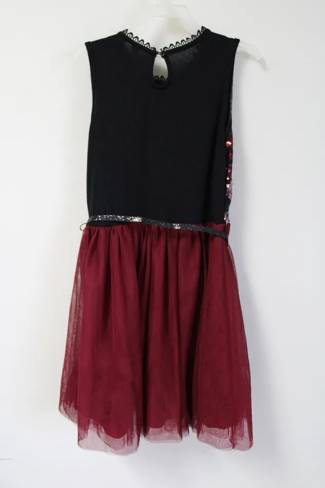 Knit Works Maroon Tulle Sequined Dress 14 Knit Works Earrings