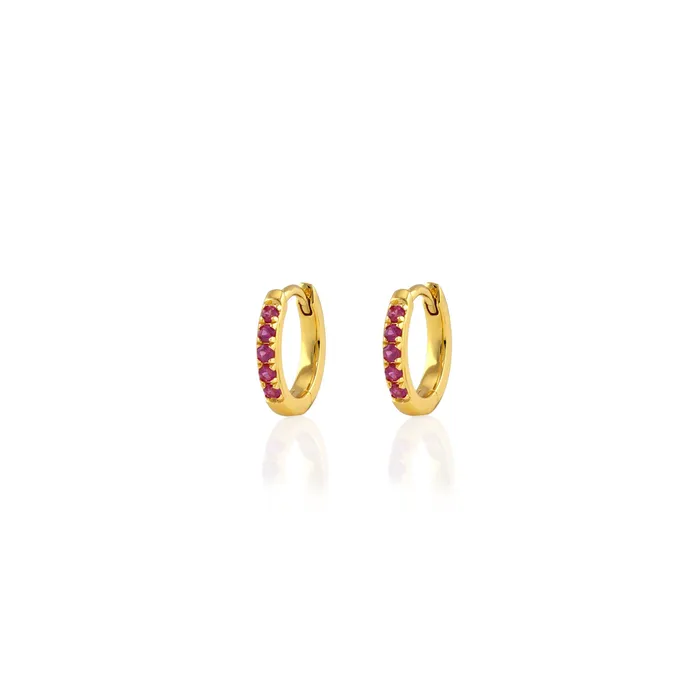 Kris Nations Earrings Ruby Crystal Huggie Hoop Earrings