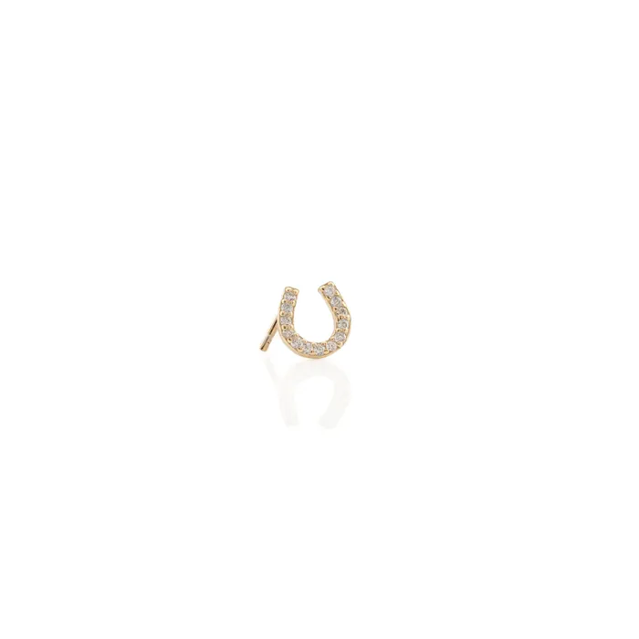 Kris Nations Earrings Single Horseshoe Crystal Stud Earring