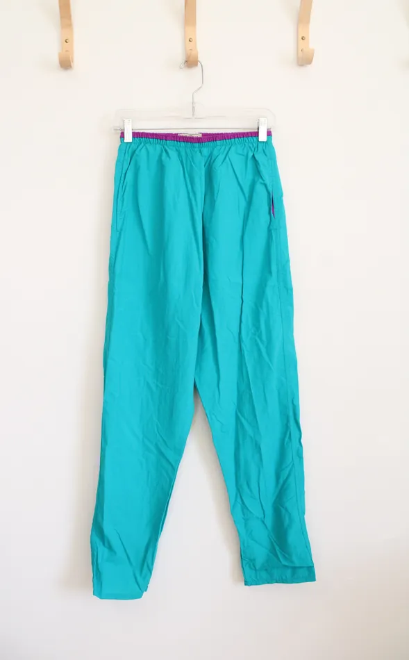 LL Bean Teal Nylon Pants M LL Bean Earrings