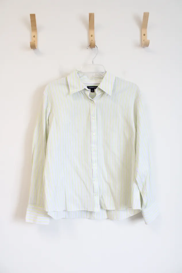Lands End Green White Striped Button Down Top 18 Lands End Rings