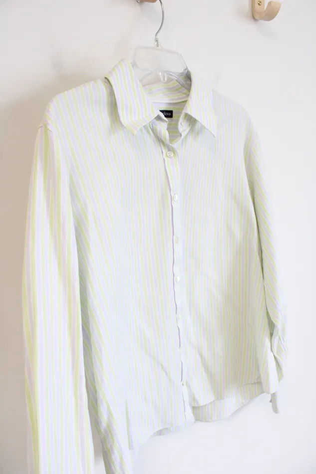 Lands End Green White Striped Button Down Top 18 Lands End Rings